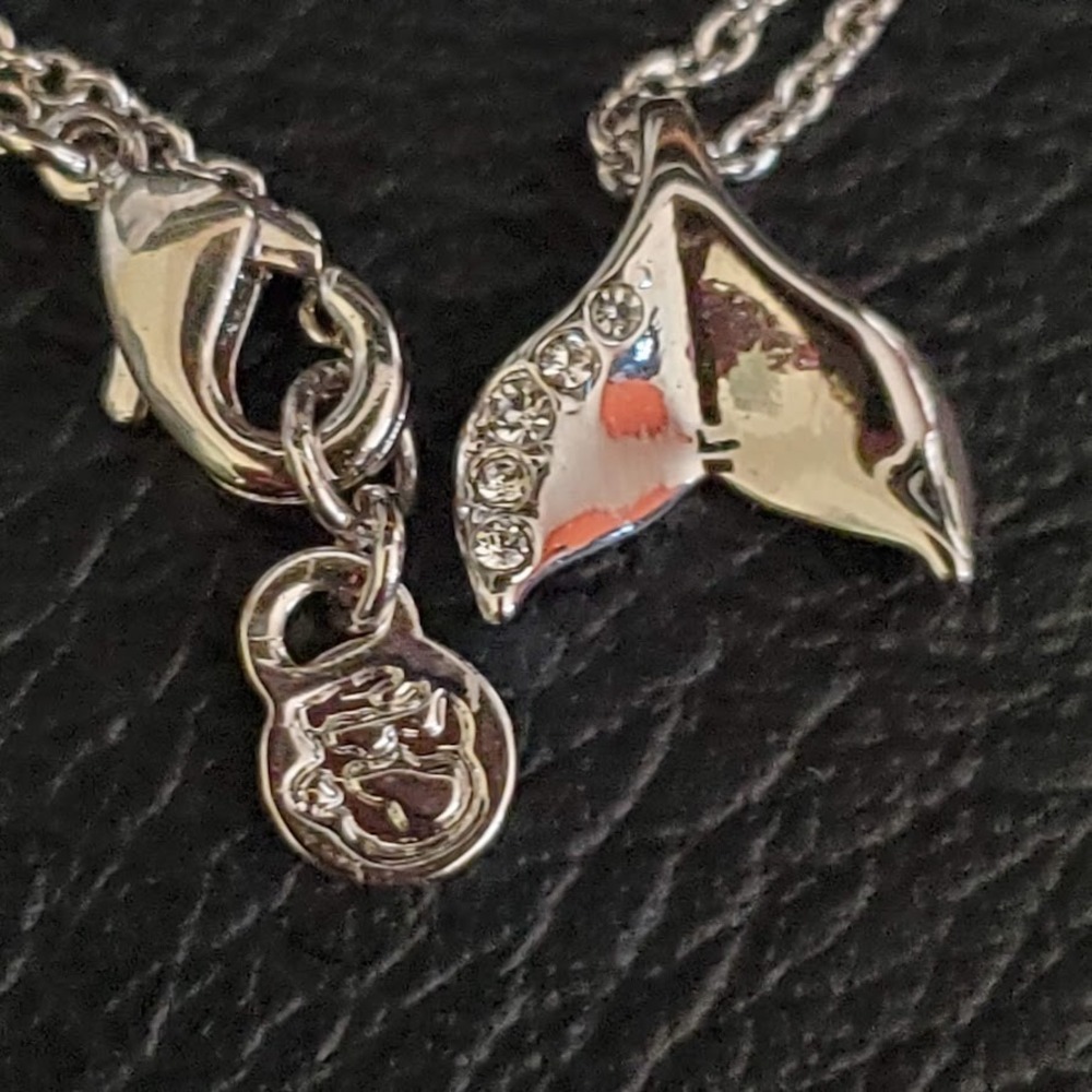 Spartina 449 Sea La Vie Necklace Mermaid Tail Silver Plated Crystal Accents - Picture 2 of 6
